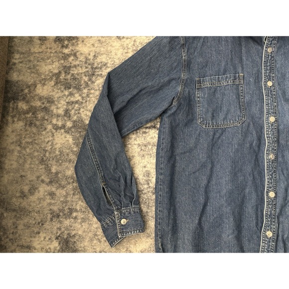 Vtg Levi's Jeans Denim Jean Shirt Metal Button Up Red Tab 90s Washed Levis - Picture 4 of 10